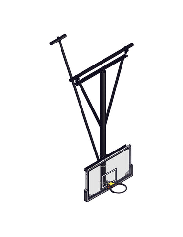 Single Post Rear-Braced Stationary Ceiling Hung Basketball Backstop